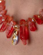 Handcrafted Radiance Necklace featuring chalcedony stones and gold-tone plated design with crystals