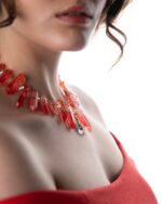 Handcrafted Radiance Necklace featuring chalcedony stones and gold-tone plated design with crystals