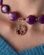 Handcrafted amethyst necklace Fior di Ametista with Swarovski crystals and gold-plated sterling silver